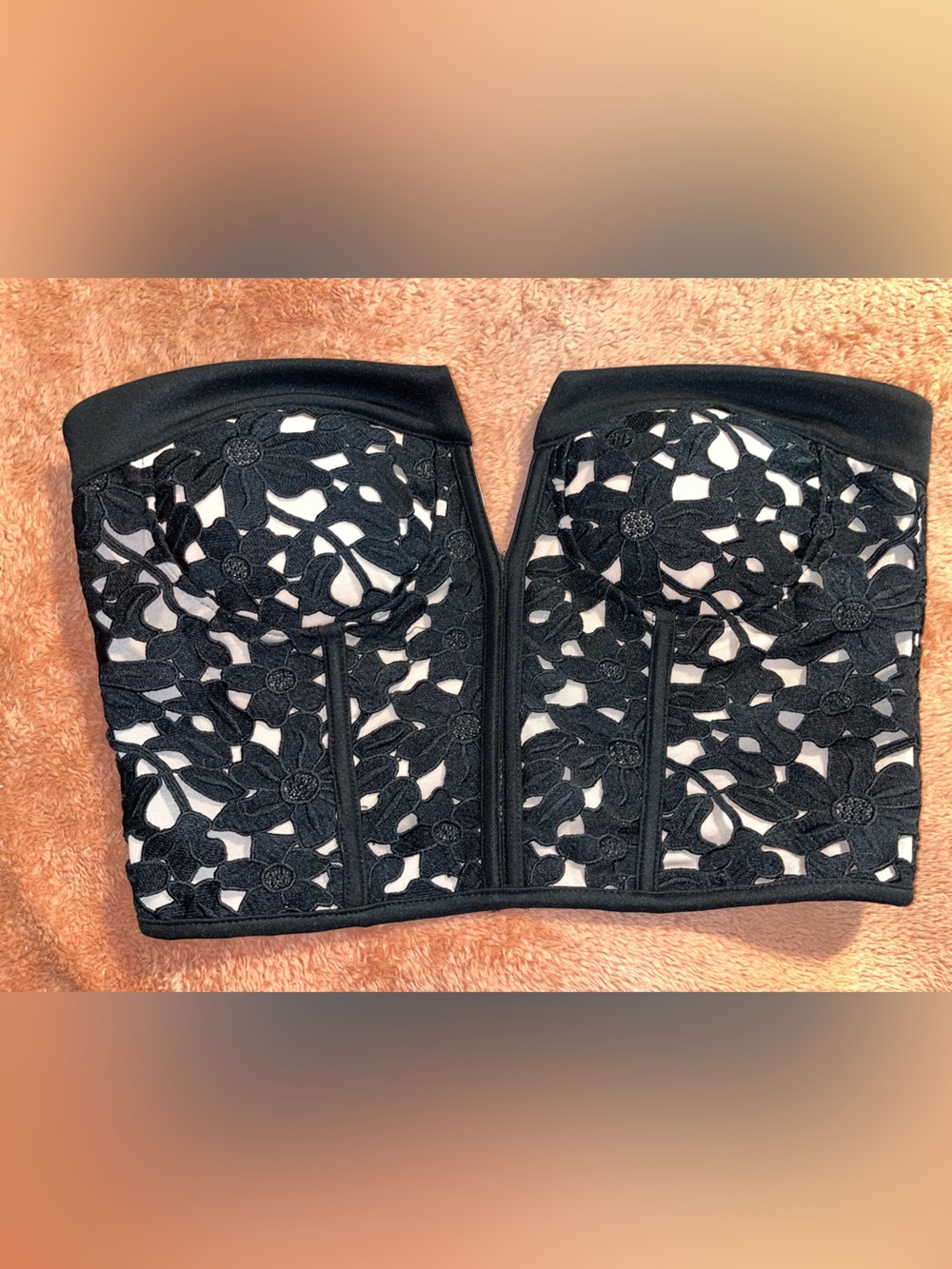 Windsor Black Lace Strapless Bustier Crop Top